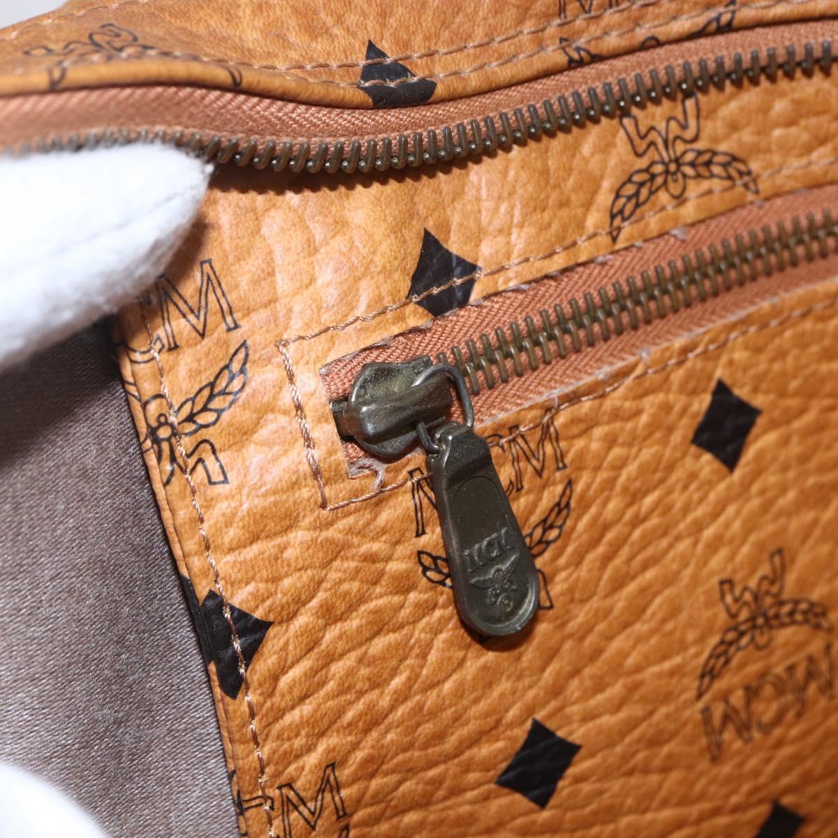 MCM Logogram Vicetos Tote Bag PVC Leather Brown Gold Auth BA8430