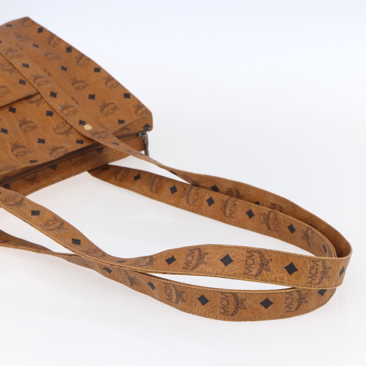 MCM Logogram Vicetos Tote Bag PVC Leather Brown Gold Auth BA8430