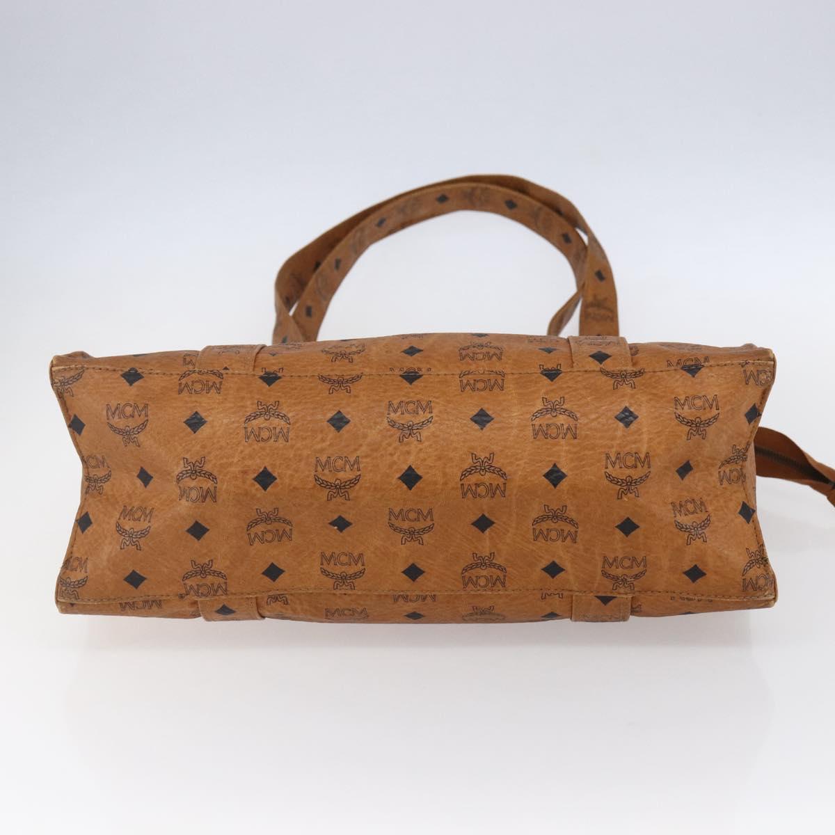 MCM Logogram Vicetos Tote Bag PVC Leather Brown Gold Auth BA8430