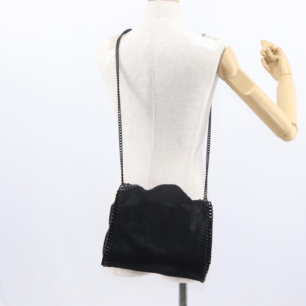 Stella MacCartney Chain Falabella Bag polyester Black Silver 371223 Auth BA8431