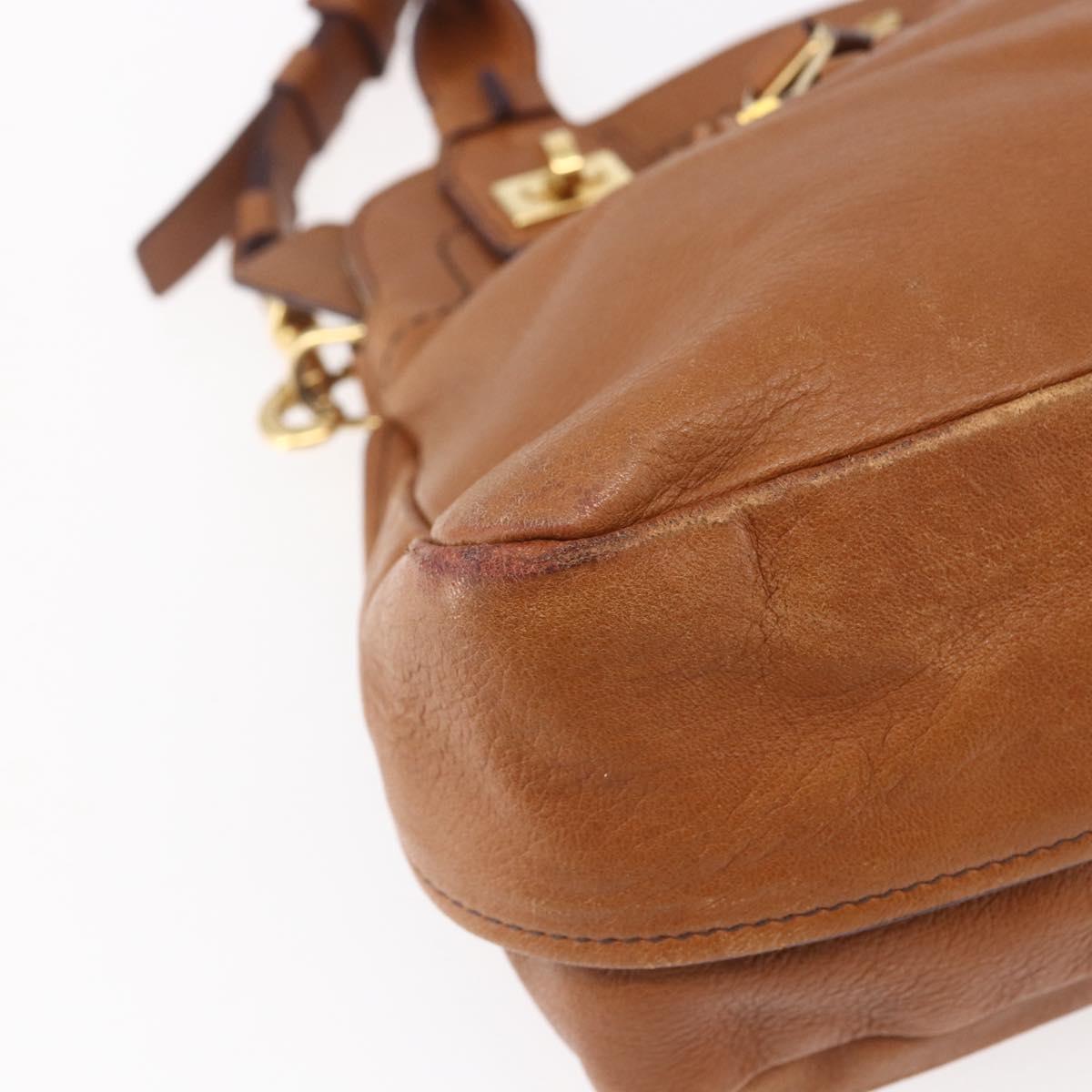 Chloe Margaret Hand Bag Leather 2way Brown Gold Auth BA8432