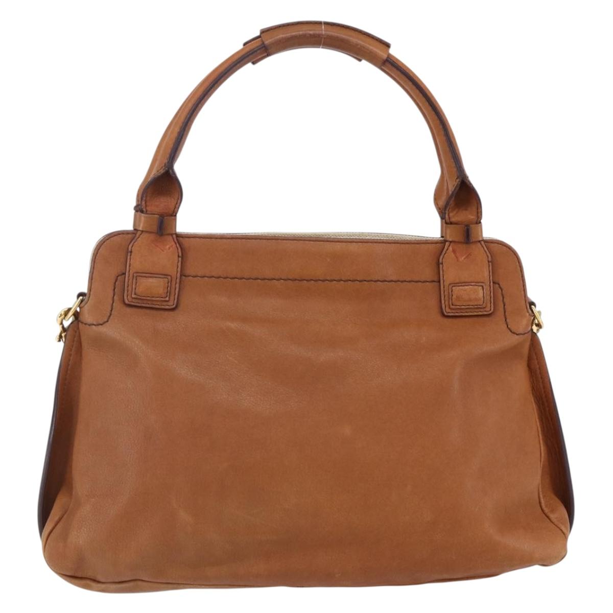 Chloe Margaret Hand Bag Leather 2way Brown Gold Auth BA8432