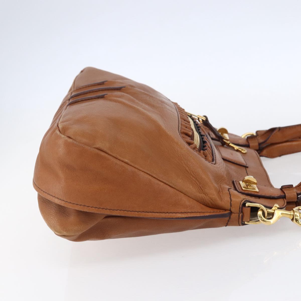 Chloe Margaret Hand Bag Leather 2way Brown Gold Auth BA8432