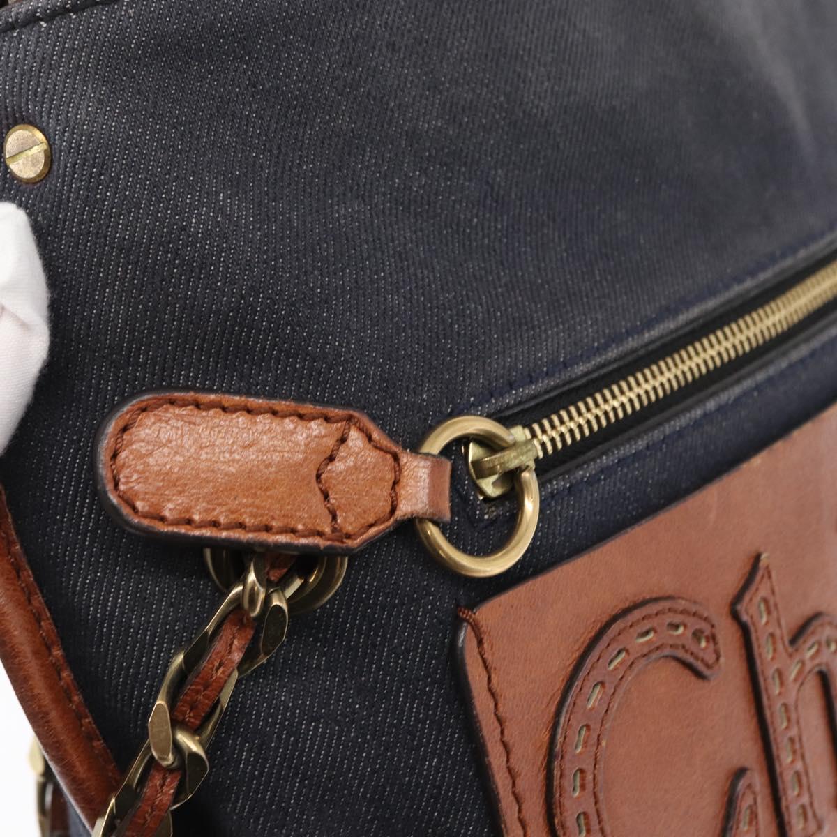 Chloe Shoulder Bag Denim Blue Gold Auth BA8433