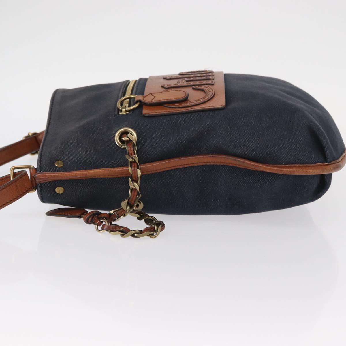 Chloe Shoulder Bag Denim Blue Gold Auth BA8433