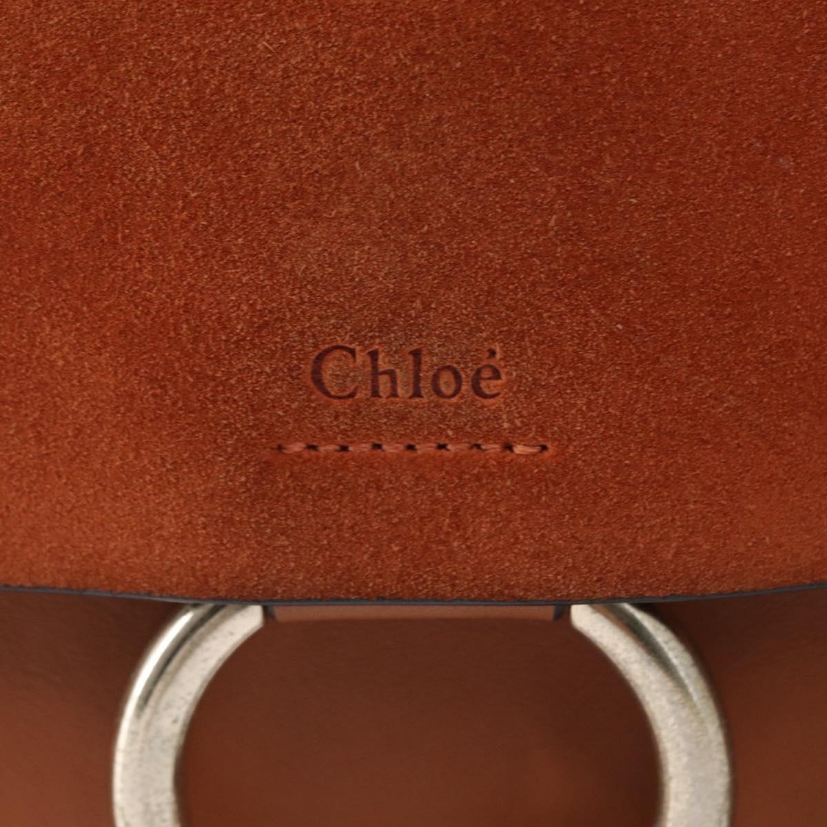 Chloe Fay Shoulder Bag Suede Leather Brown Gold Auth BA8434