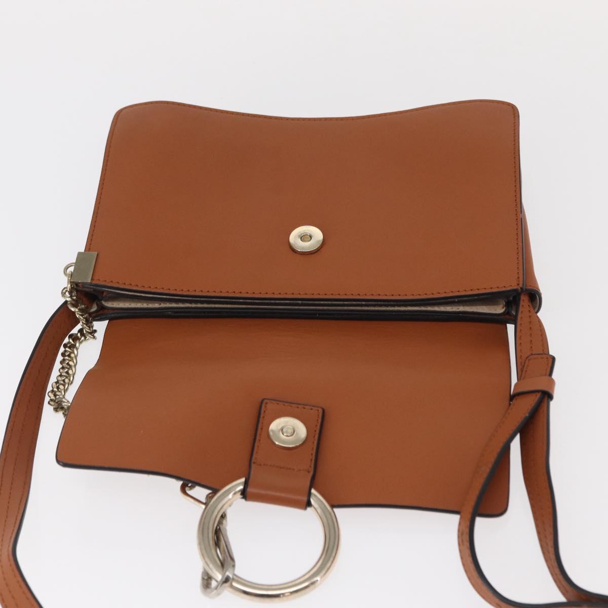 Chloe Fay Shoulder Bag Suede Leather Brown Gold Auth BA8434