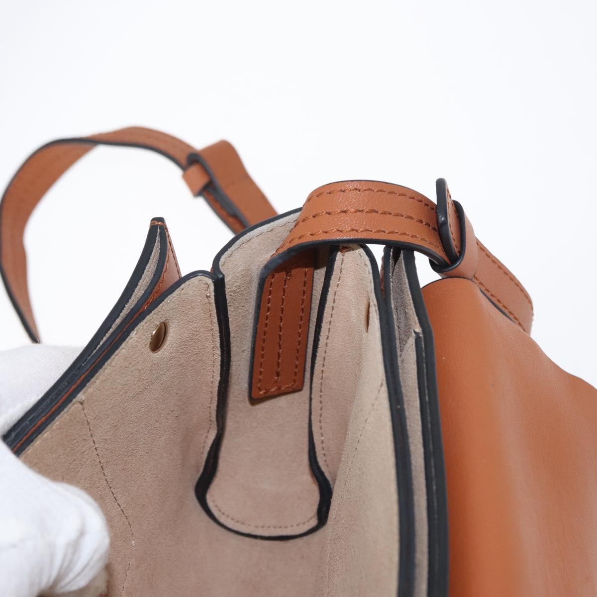 Chloe Fay Shoulder Bag Suede Leather Brown Gold Auth BA8434