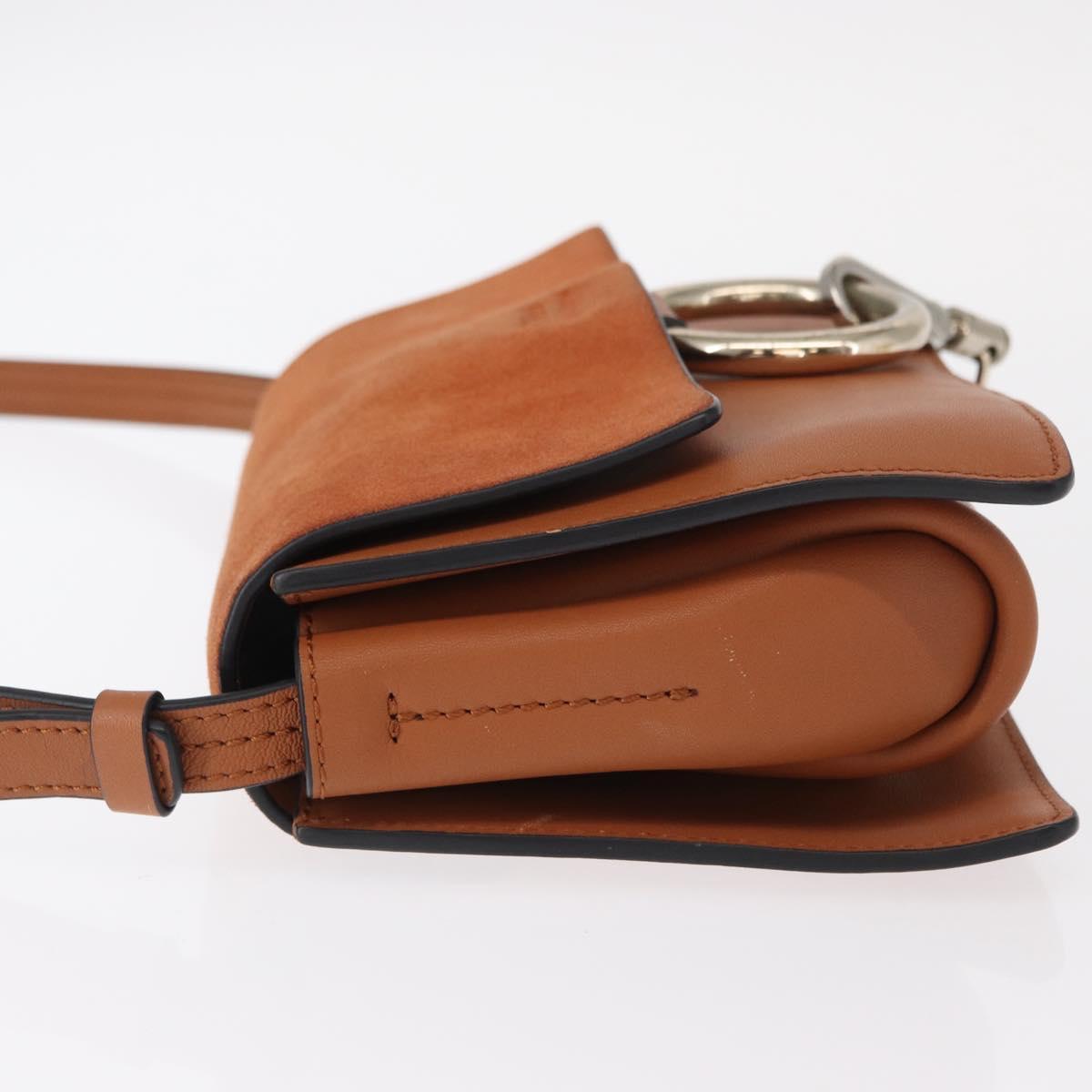 Chloe Fay Shoulder Bag Suede Leather Brown Gold Auth BA8434