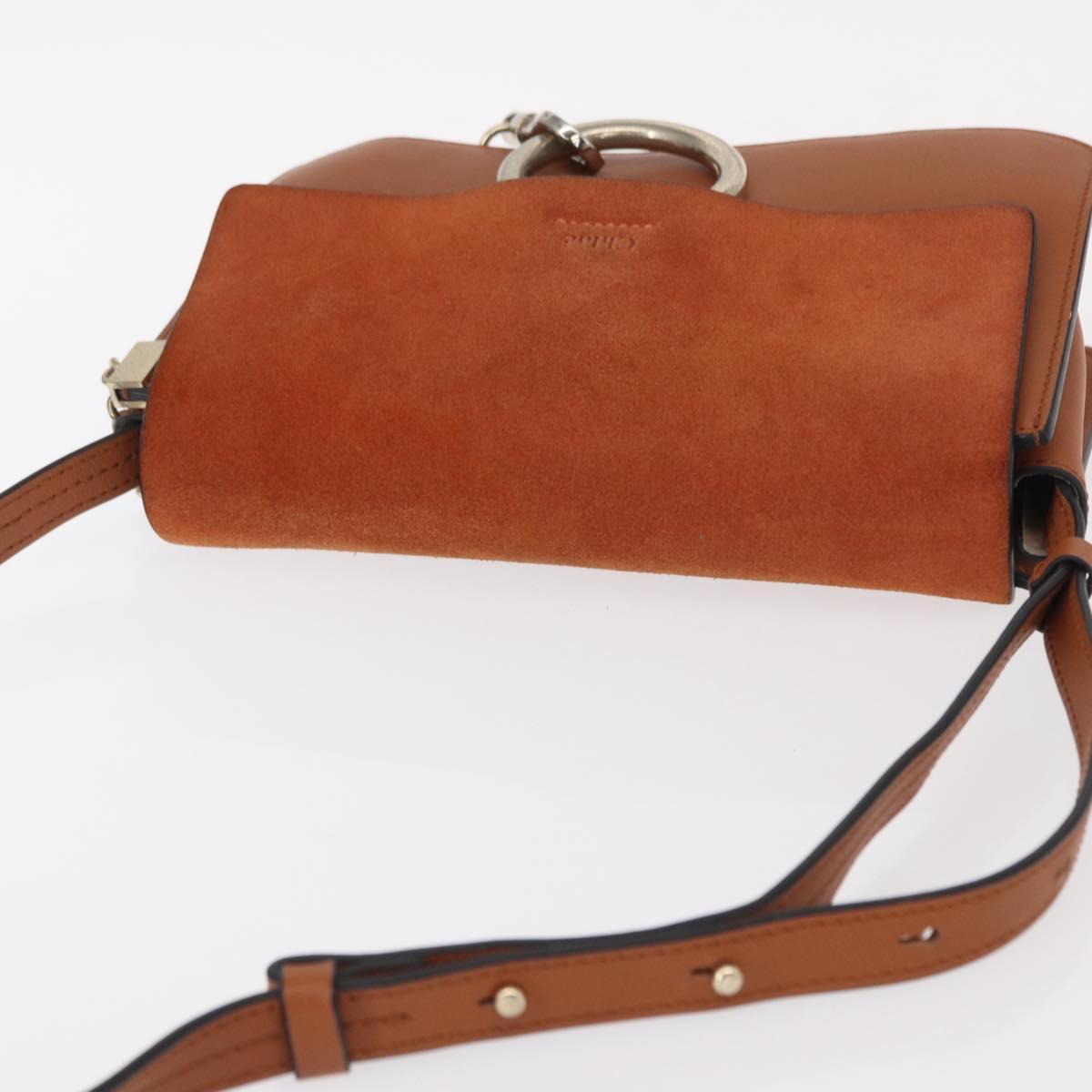 Chloe Fay Shoulder Bag Suede Leather Brown Gold Auth BA8434