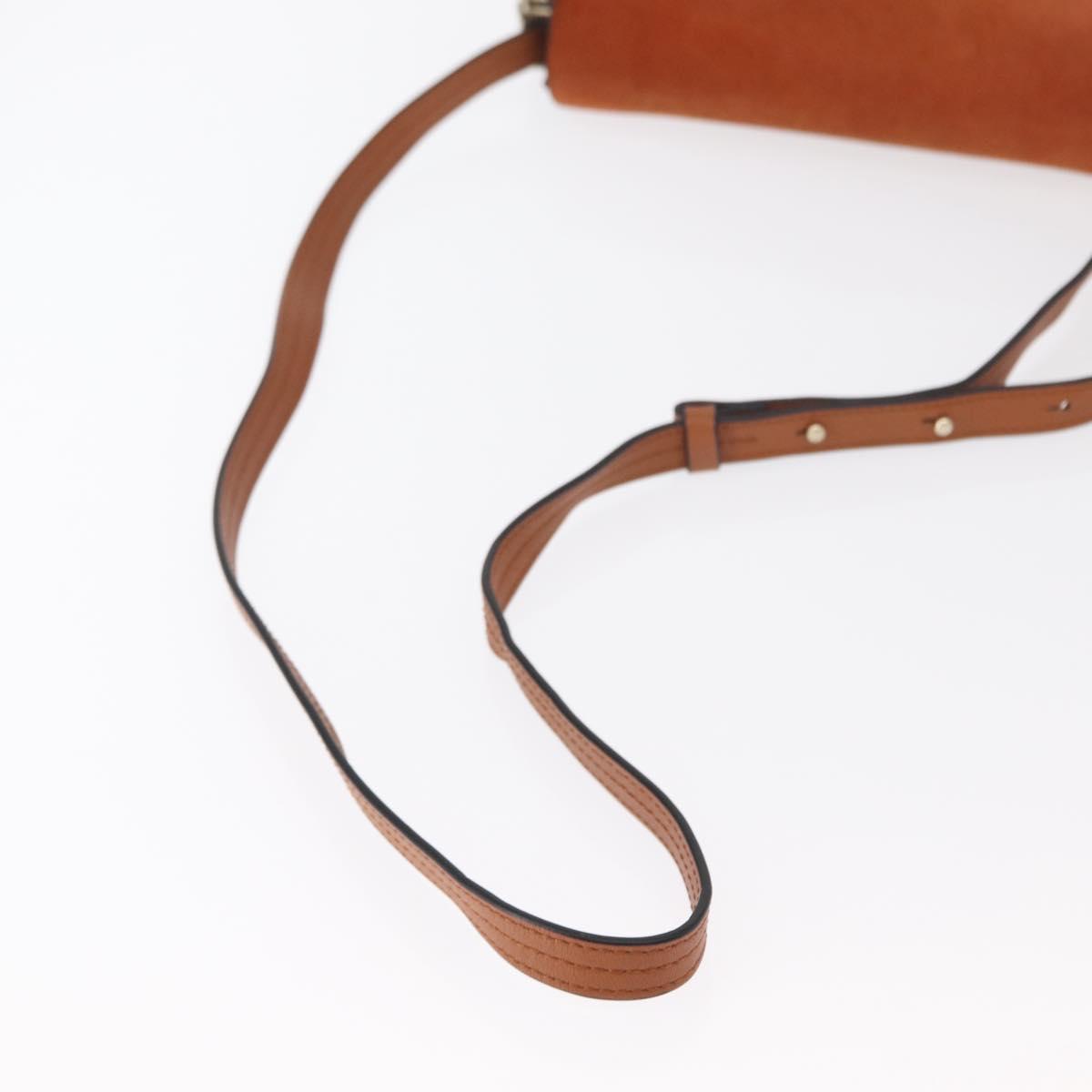Chloe Fay Shoulder Bag Suede Leather Brown Gold Auth BA8434