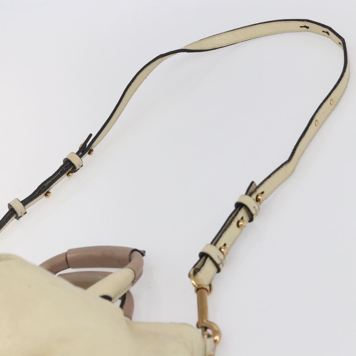 Chloe Etel Hand Bag Leather 2way White Gold Auth BA8435