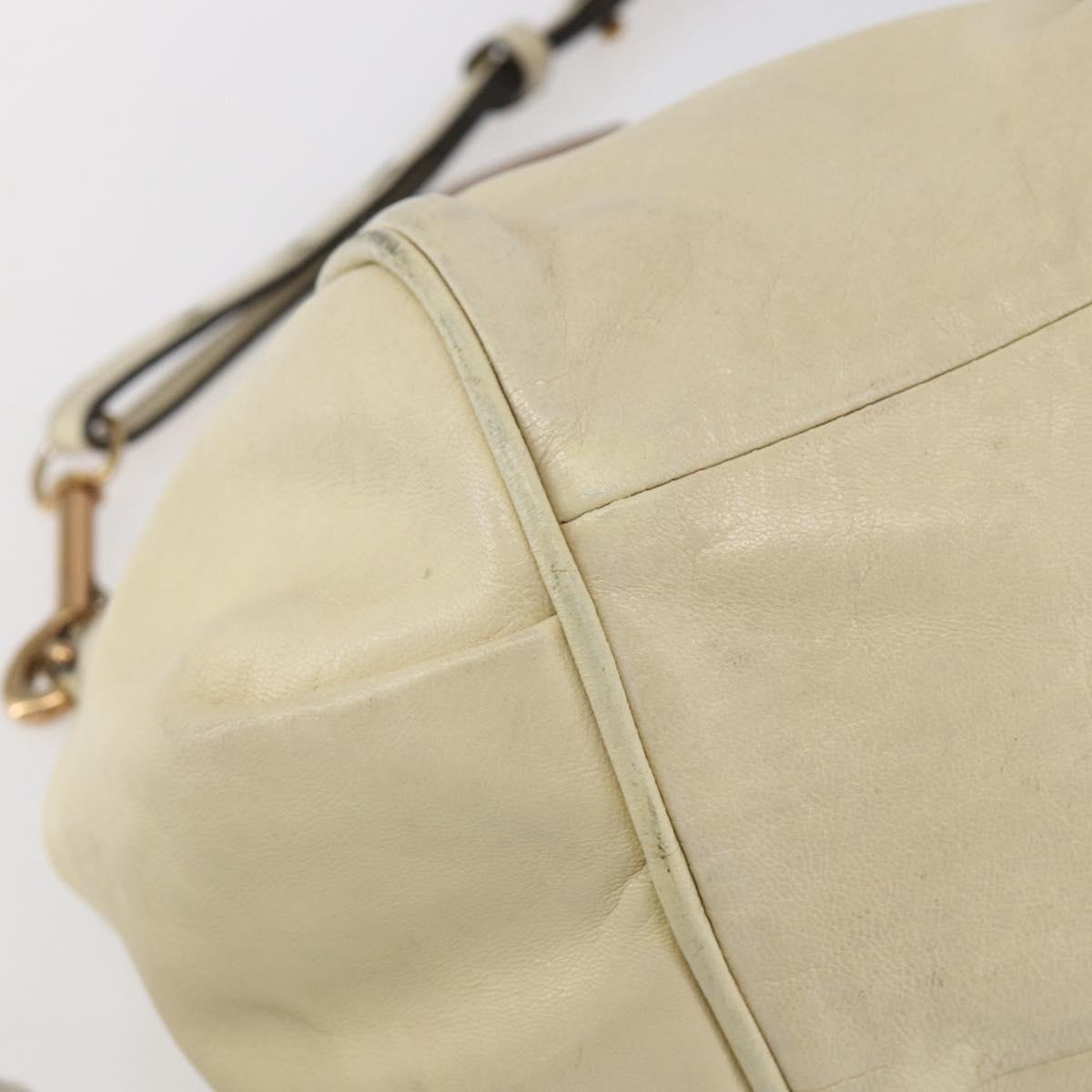 Chloe Etel Hand Bag Leather 2way White Gold Auth BA8435