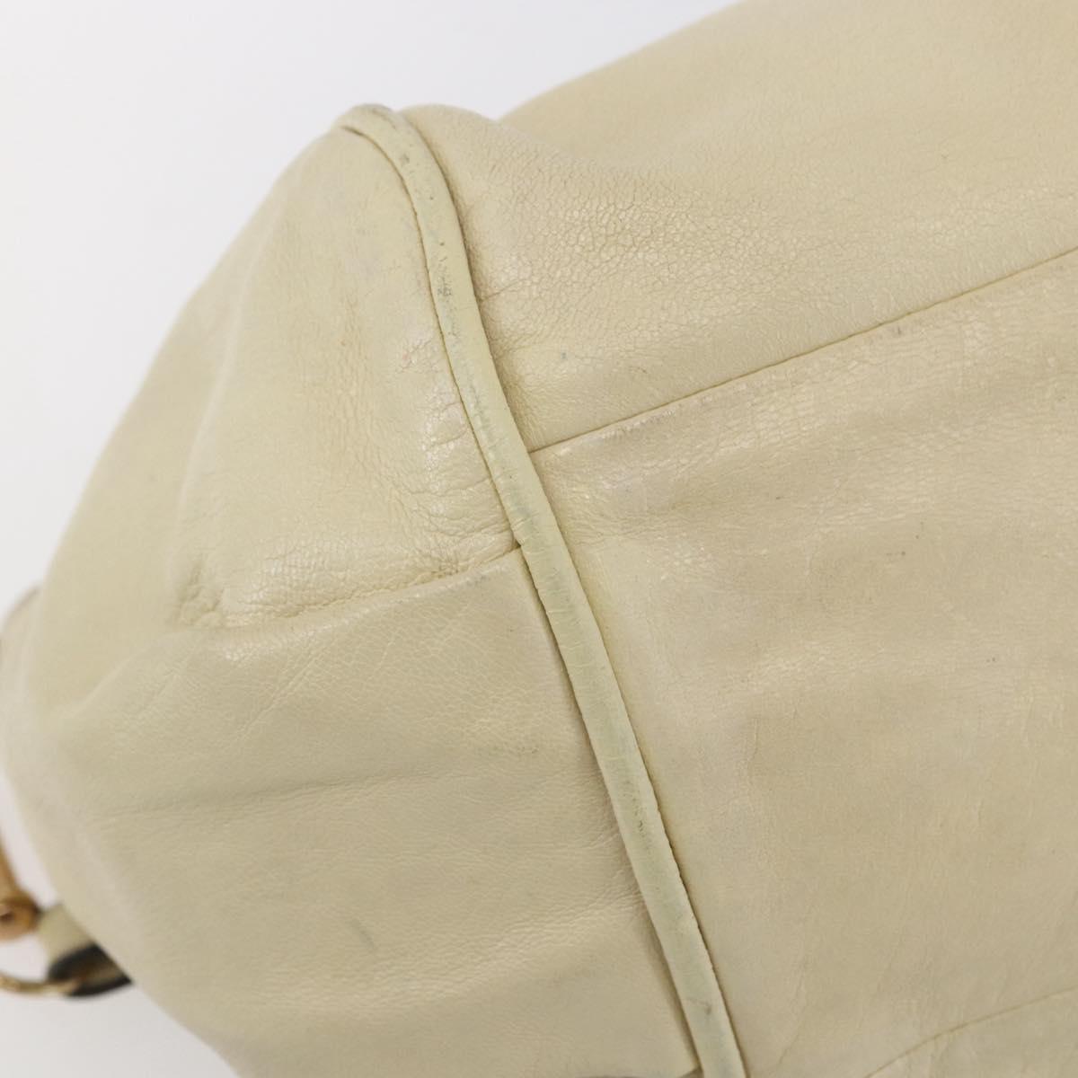 Chloe Etel Hand Bag Leather 2way White Gold Auth BA8435