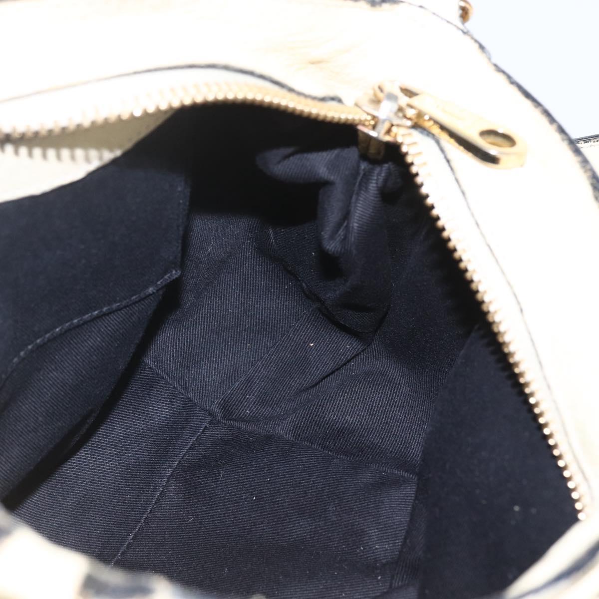 Chloe Etel Hand Bag Leather 2way White Gold Auth BA8435