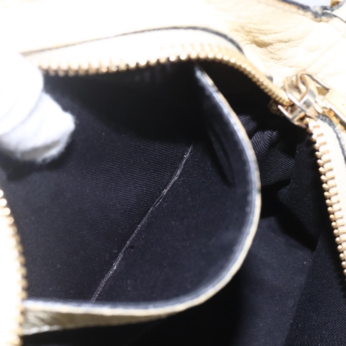 Chloe Etel Hand Bag Leather 2way White Gold Auth BA8435