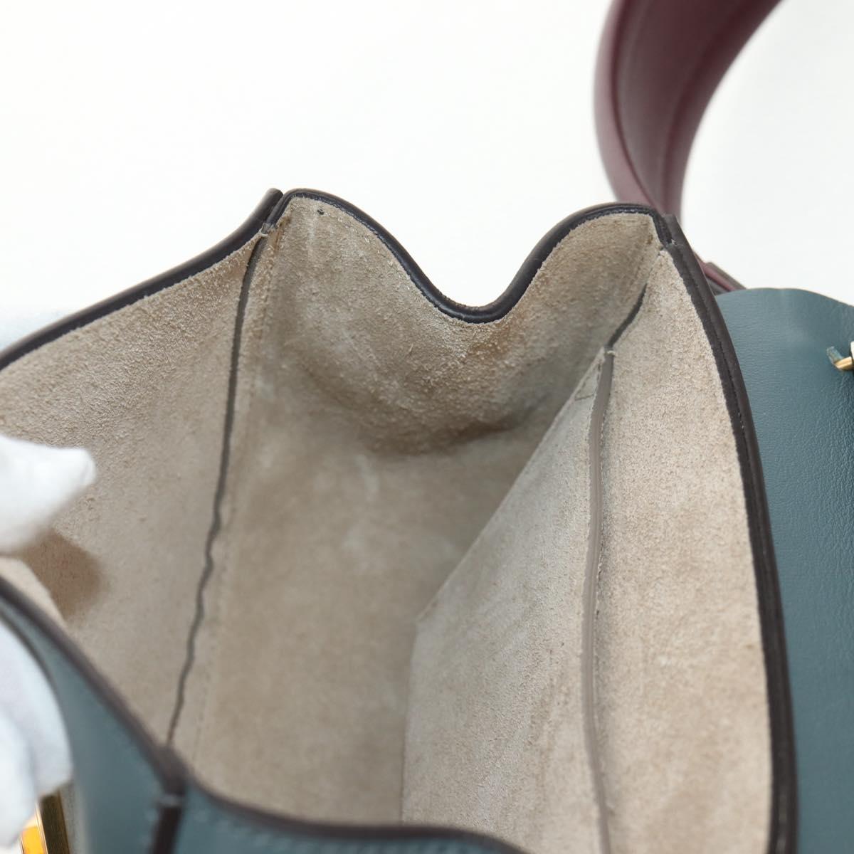 Chloe Chain Drew Shoulder Bag Leather Blue Gold Auth BA8436V