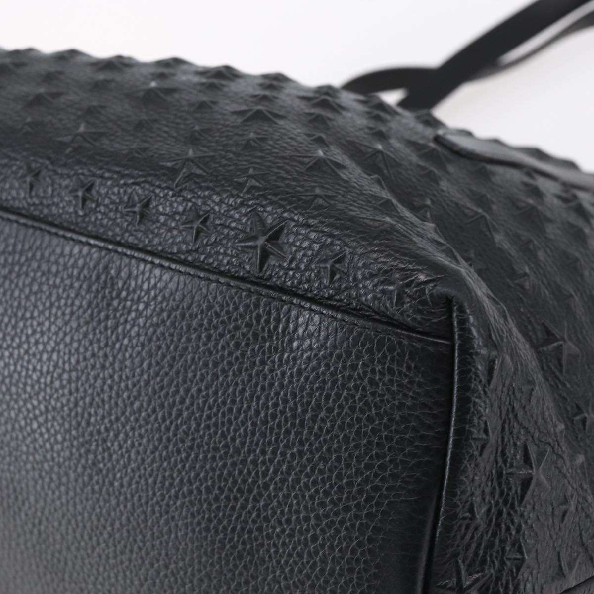 Jimmy Choo Studs Tote Bag Leather Black Gold Auth BA8437