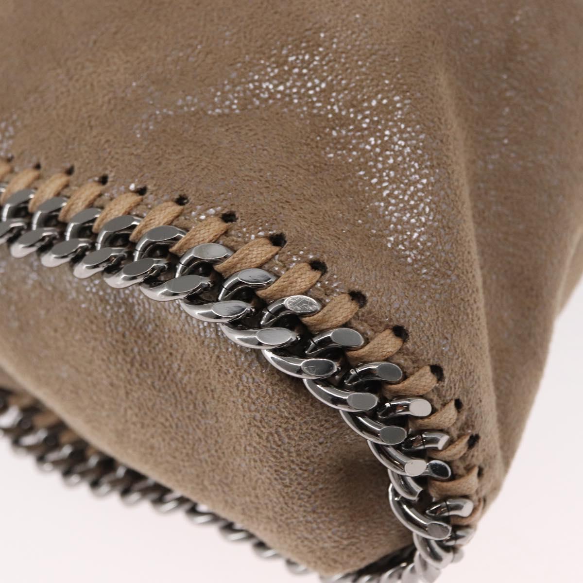 Stella MacCartney Chain Falabella Bag polyester Beige Silver 371223 Auth BA8438