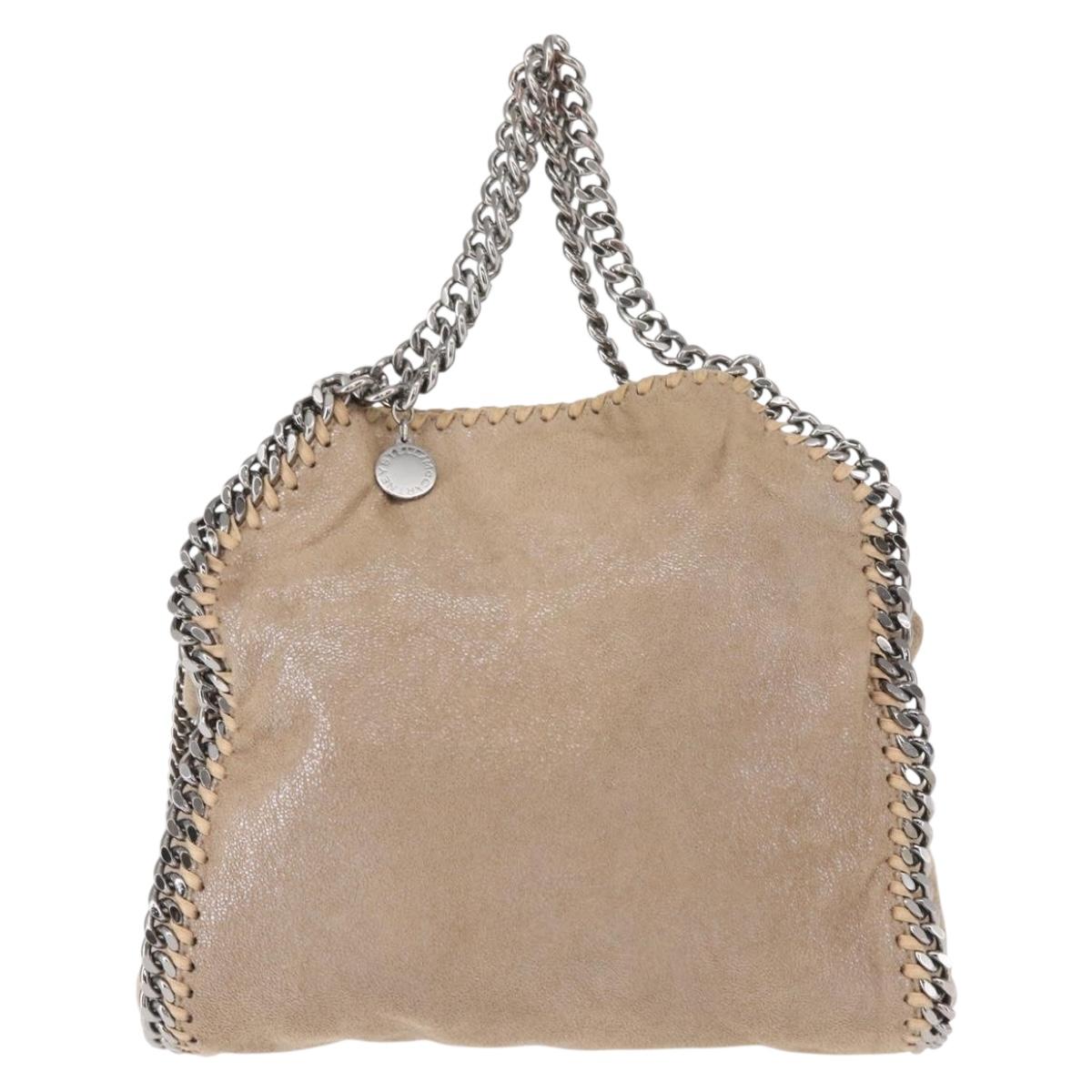 Stella MacCartney Chain Falabella Bag polyester Beige Silver 371223 Auth BA8438