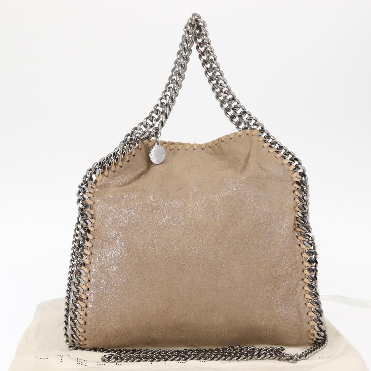 Stella MacCartney Chain Falabella Bag polyester Beige Silver 371223 Auth BA8438