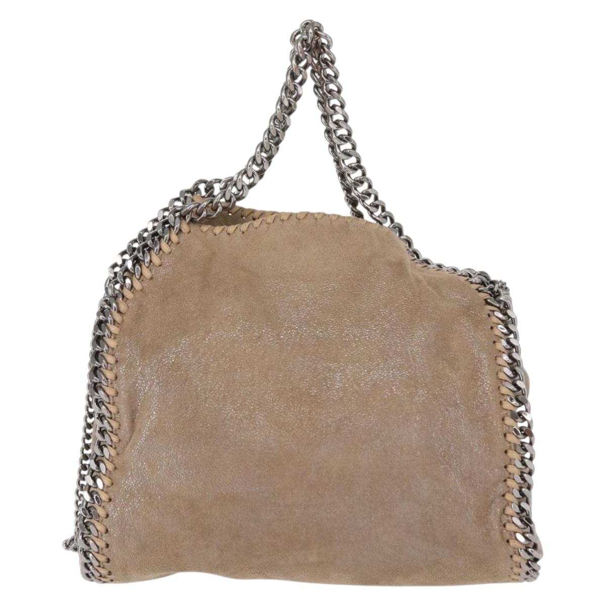 Stella MacCartney Chain Falabella Bag polyester Beige Silver 371223 Auth BA8438