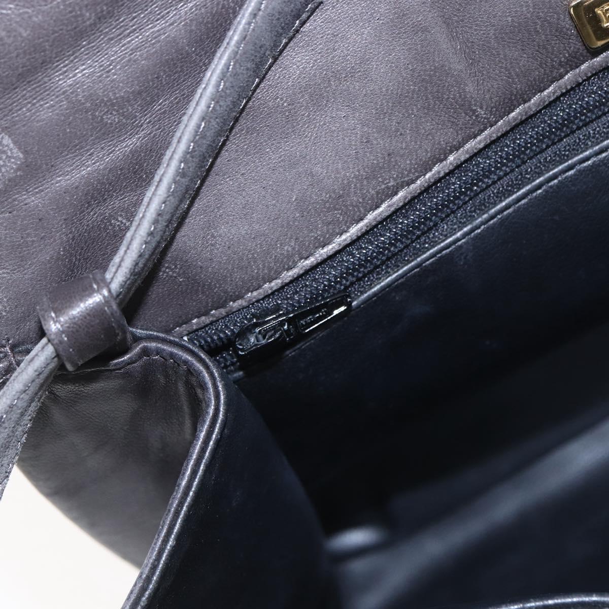 BALLY Shoulder Bag Leather Gray Gold Auth BA8439