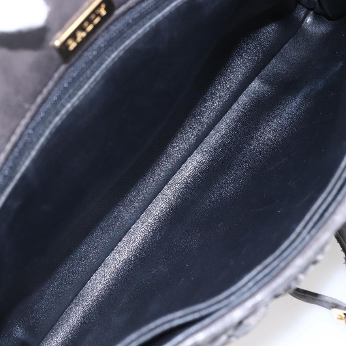 BALLY Shoulder Bag Leather Gray Gold Auth BA8439