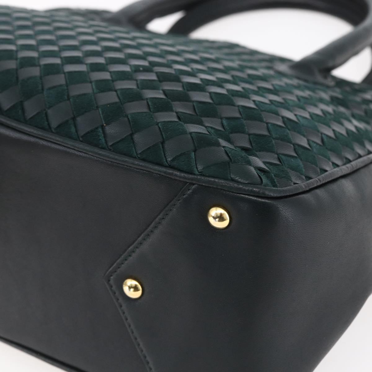 BALLY Hand Bag Leather Green Gold Auth BA8440