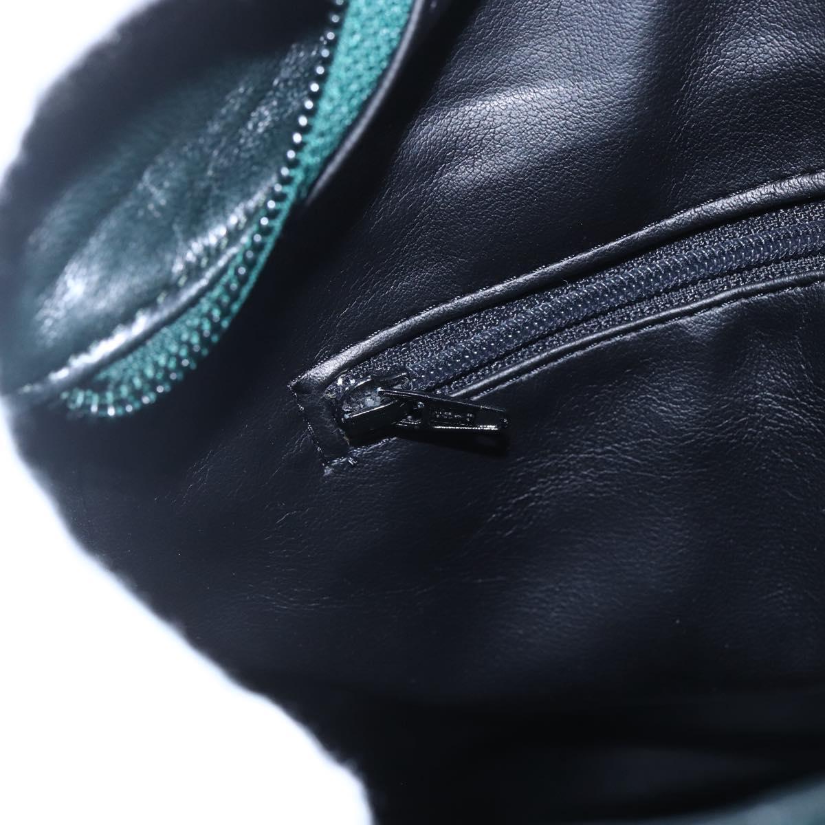 BALLY Hand Bag Leather Green Gold Auth BA8440