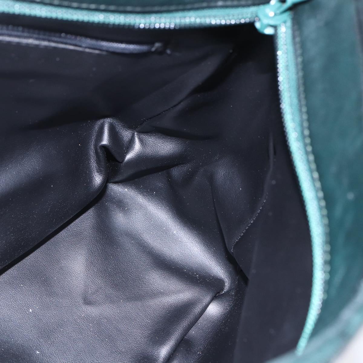 BALLY Hand Bag Leather Green Gold Auth BA8440