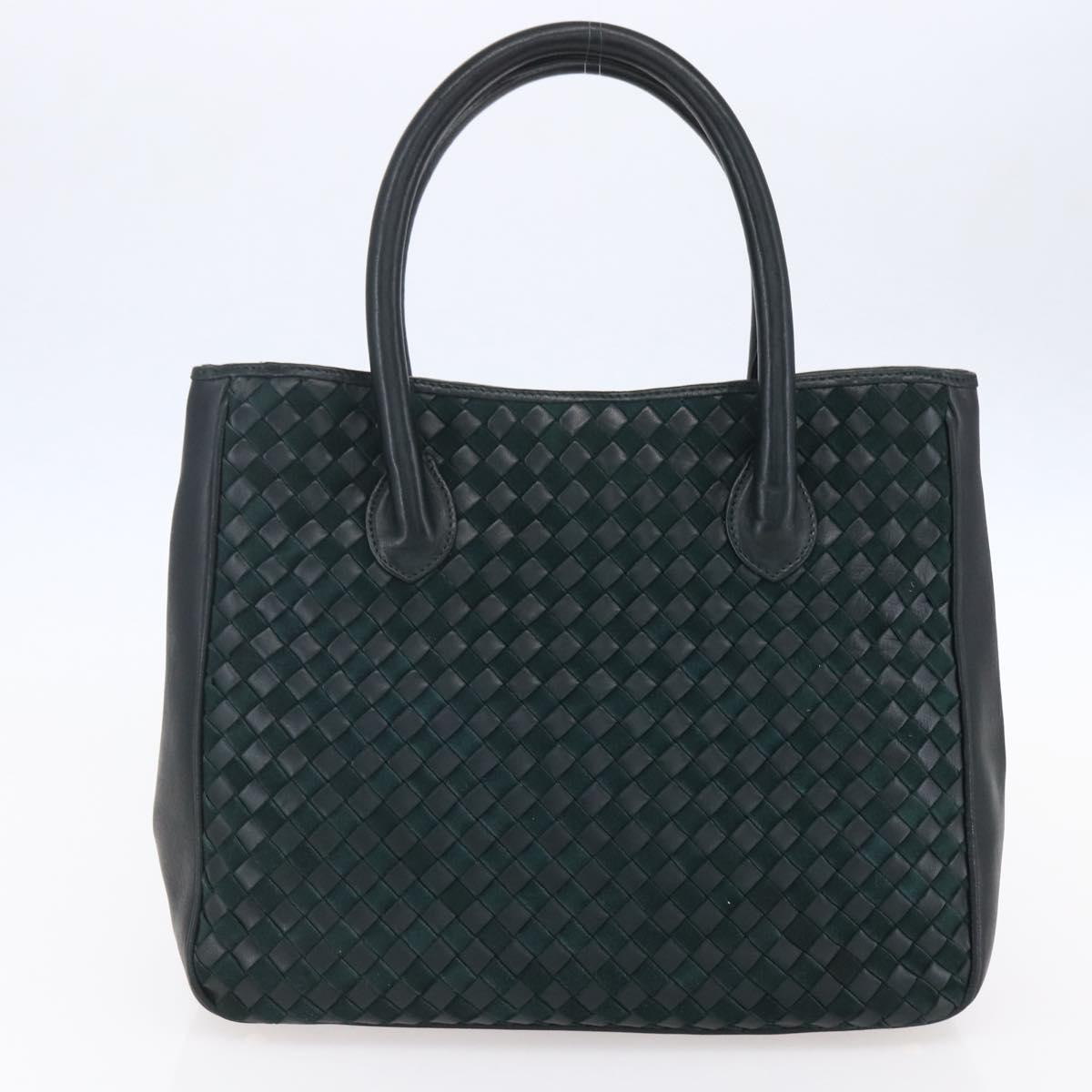 BALLY Hand Bag Leather Green Gold Auth BA8440