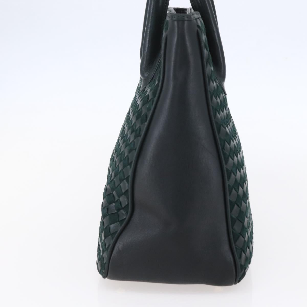 BALLY Hand Bag Leather Green Gold Auth BA8440