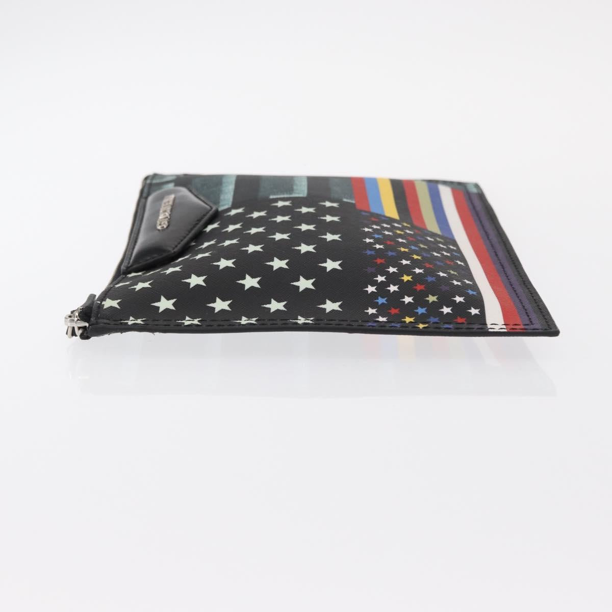 GIVENCHY Clutch Bag Leather Black Silver Auth BA8441