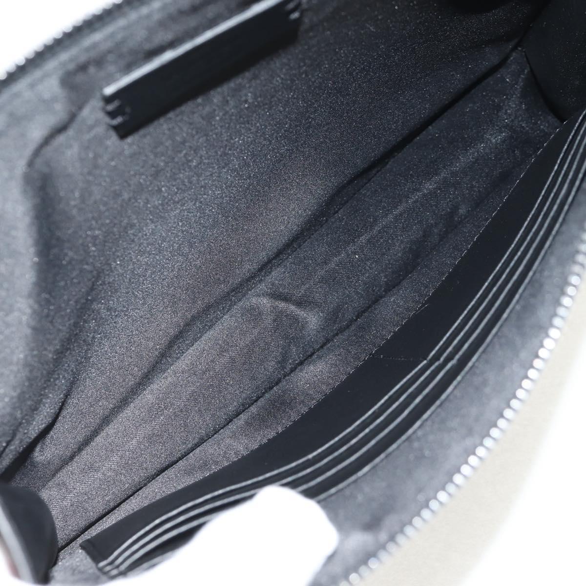 VALENTINO Clutch Bag Leather Black Silver Auth BA8442V