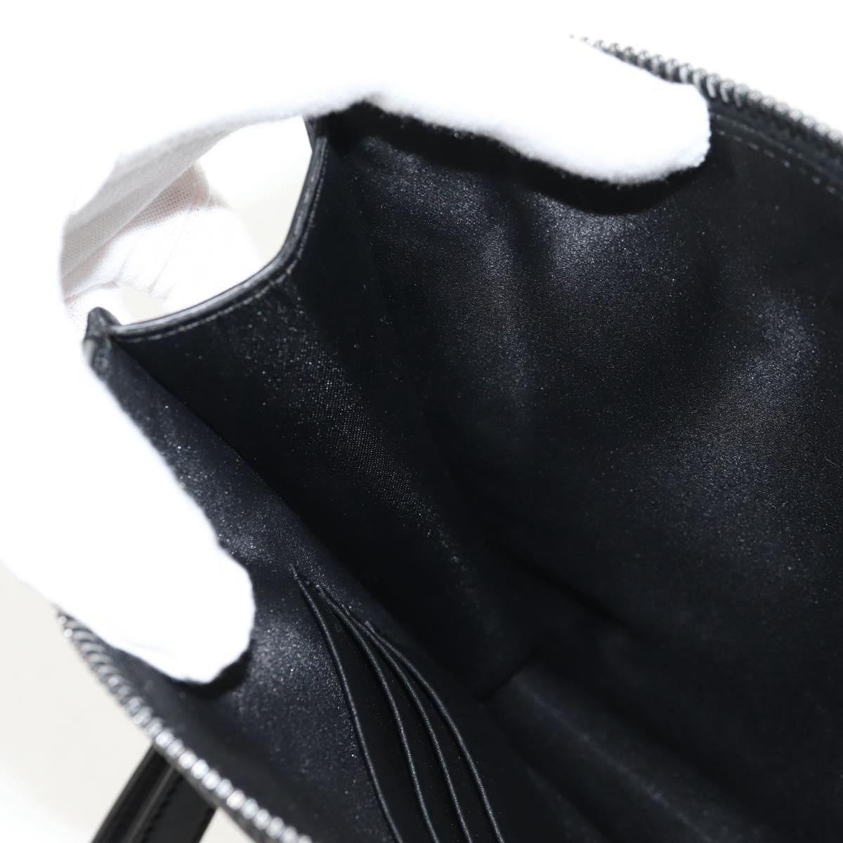 VALENTINO Clutch Bag Leather Black Silver Auth BA8442V