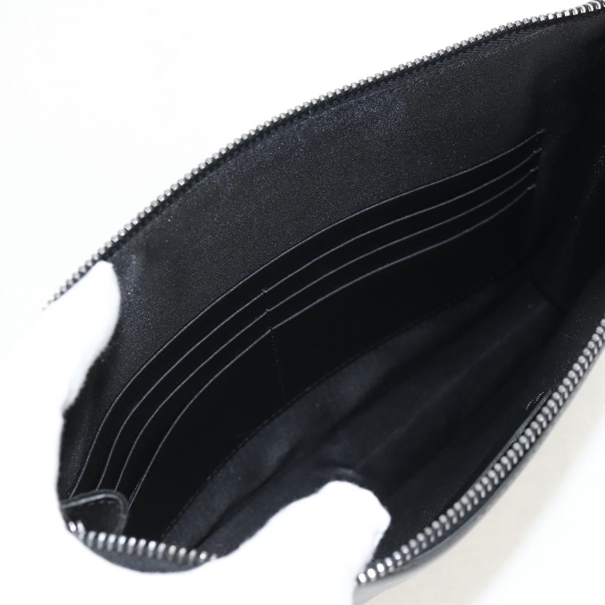 VALENTINO Clutch Bag Leather Black Silver Auth BA8442V