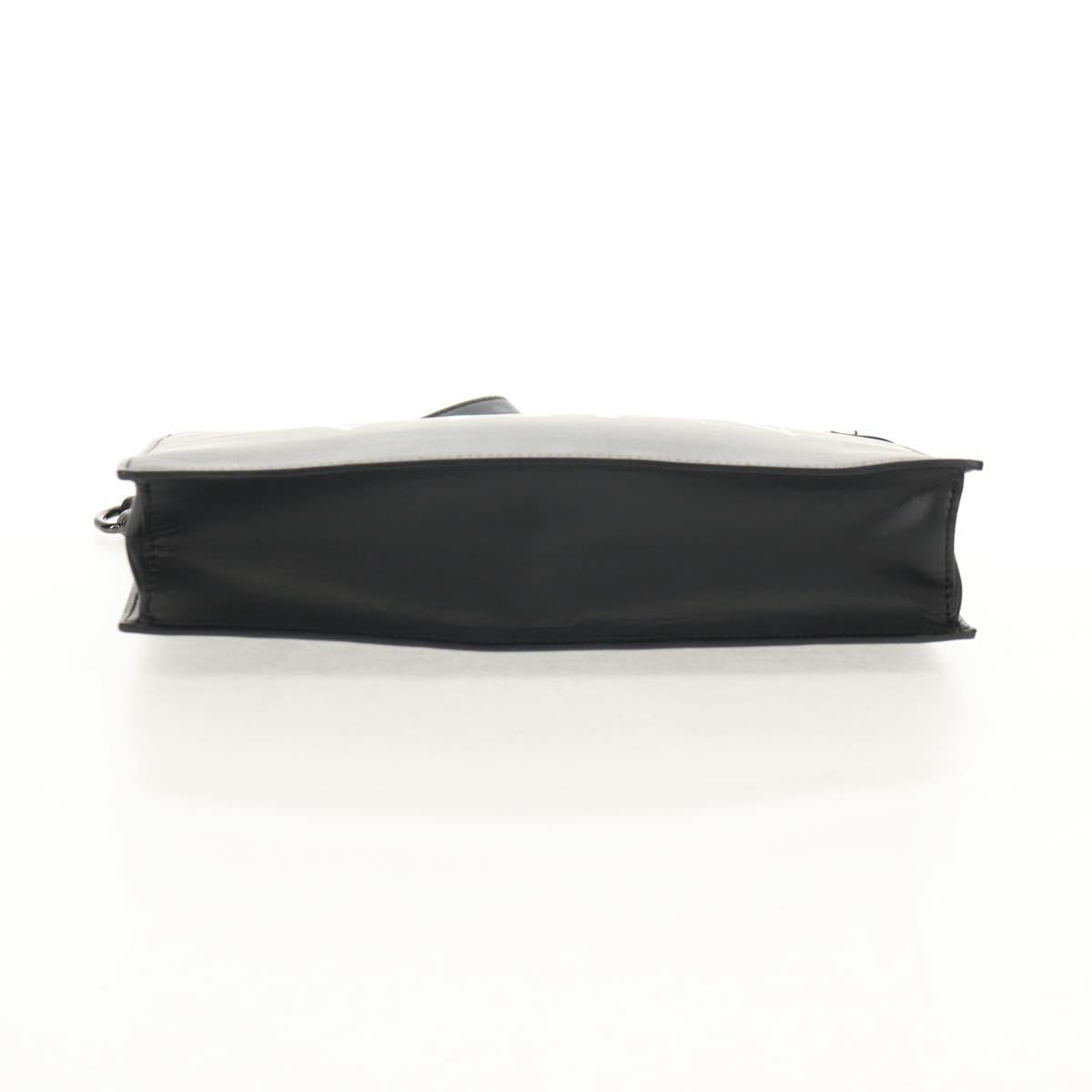 VALENTINO Clutch Bag Leather Black Silver Auth BA8442V