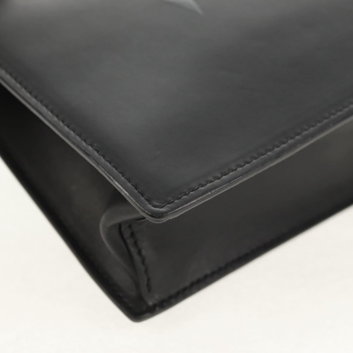 VALENTINO Clutch Bag Leather Black Silver Auth BA8442V