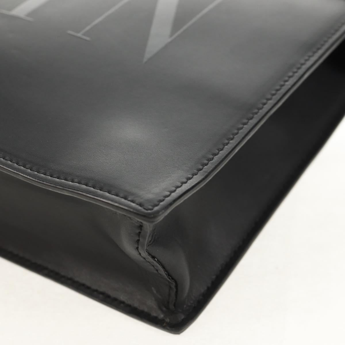 VALENTINO Clutch Bag Leather Black Silver Auth BA8442V