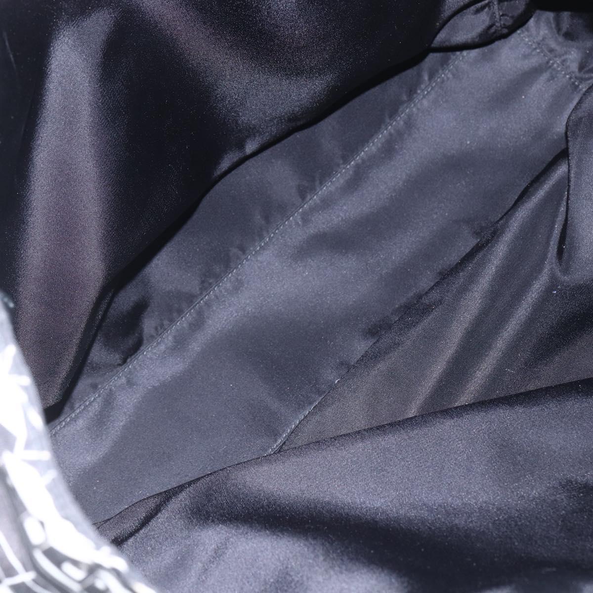 PRADA Tote Bag Nylon White Black Silver Auth BA8444