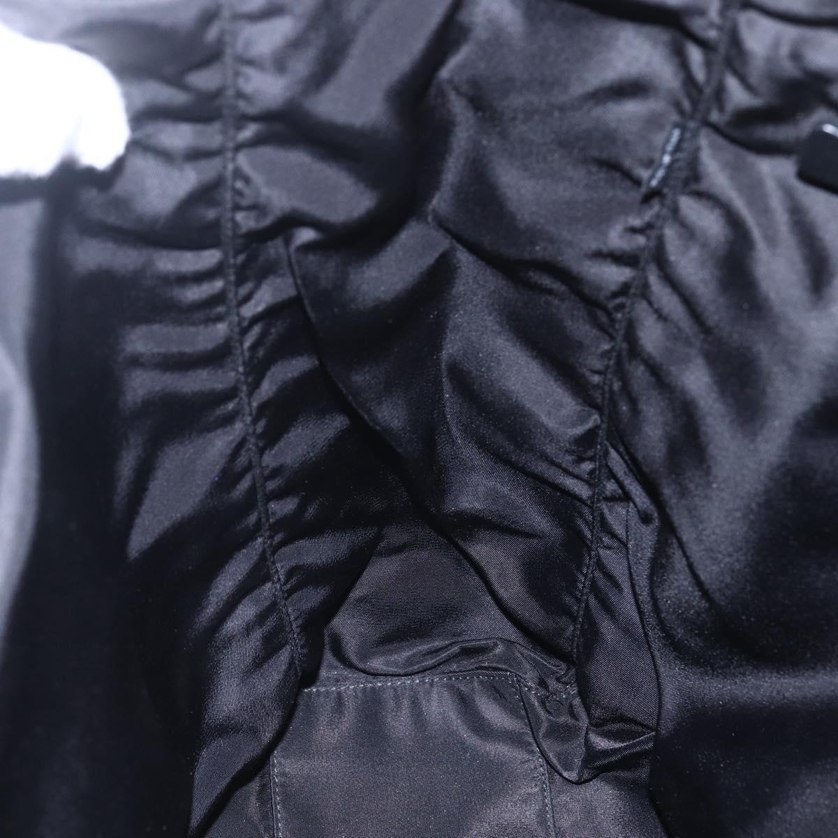 PRADA Tote Bag Nylon White Black Silver Auth BA8444