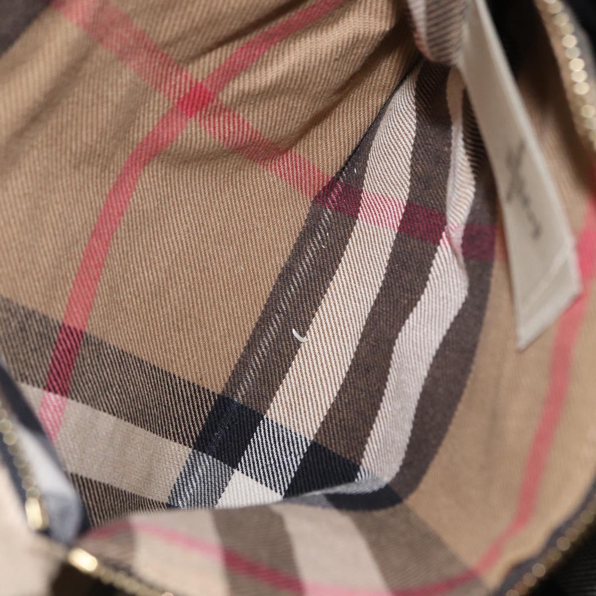 BURBERRY Tote Bag Leather Black Gold Auth BA8445