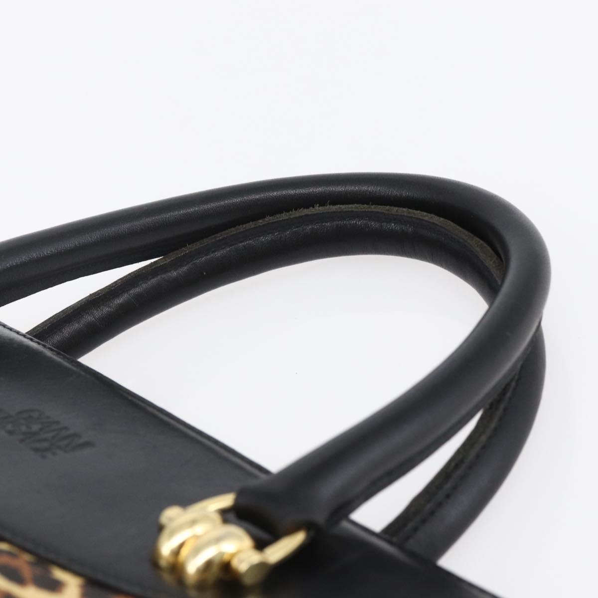 Gianni Versace Hand Bag Leather Yellow Black Auth BA8446