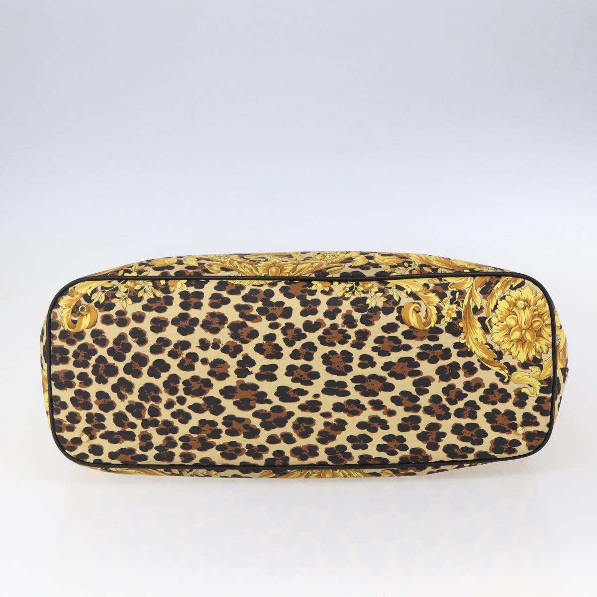 Gianni Versace Hand Bag Leather Yellow Black Auth BA8446