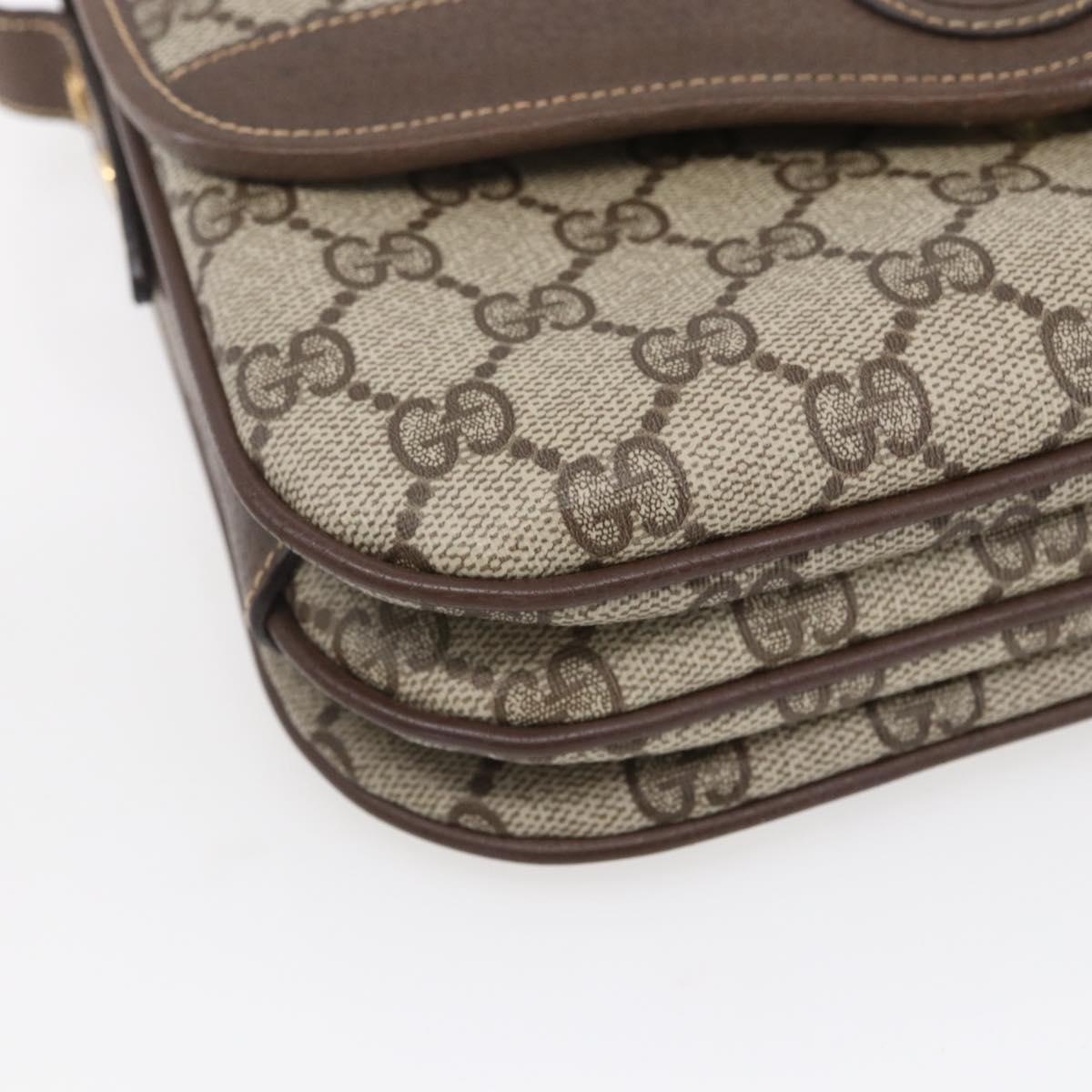 GUCCI GG Supreme Shoulder Bag PVC Beige Gold Auth BA8447