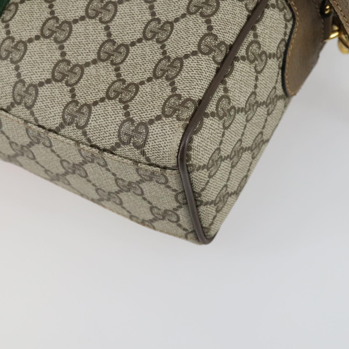 GUCCI GG Supreme Web Sherry Line Bag PVC 2way Beige Gold 67 02 3839 Auth BA8448