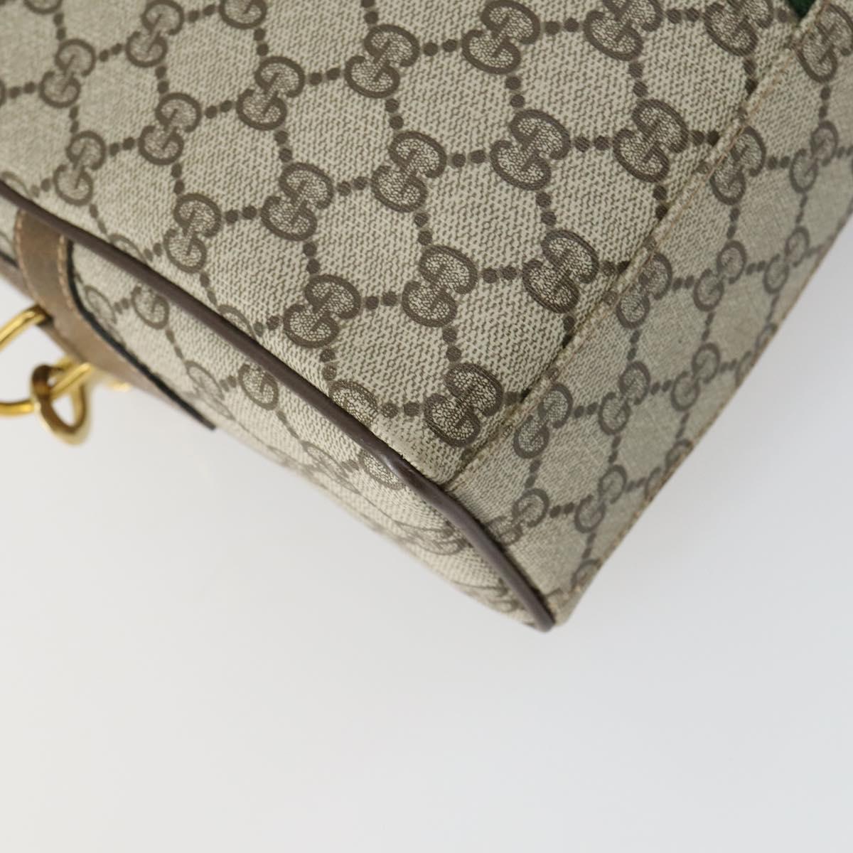 GUCCI GG Supreme Web Sherry Line Bag PVC 2way Beige Gold 67 02 3839 Auth BA8448