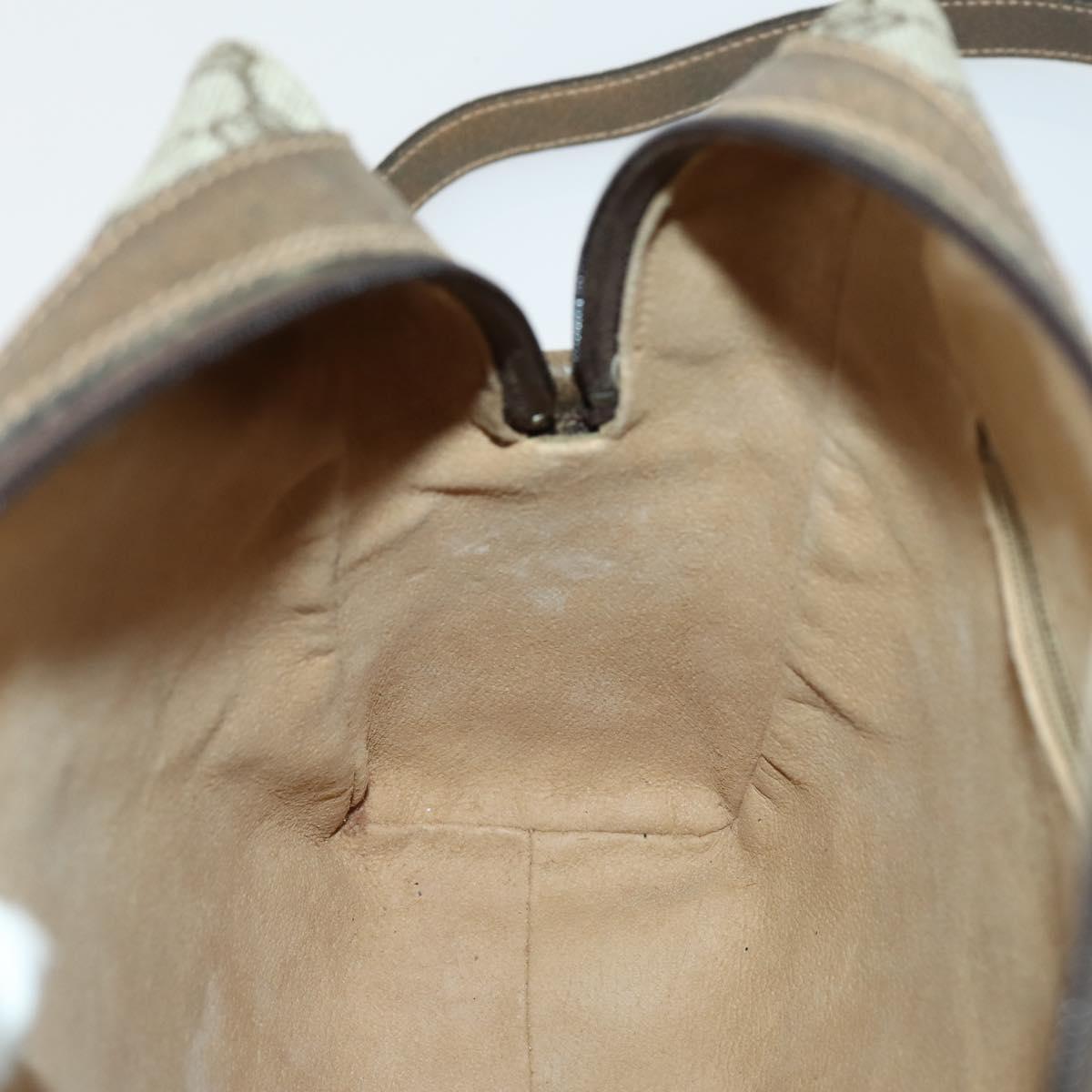 GUCCI GG Supreme Web Sherry Line Bag PVC 2way Beige Gold 67 02 3839 Auth BA8448