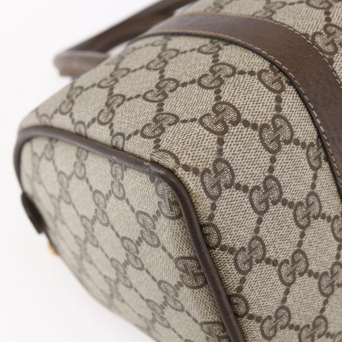 GUCCI GG Supreme Web Sherry Line Boston Bag PVC Beige Gold 39 02 006 Auth BA8449